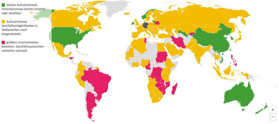 Wie sich die Weltwirtschaft erholt, zeigt diese interaktive Karte anhand einzelner Ländernalysen